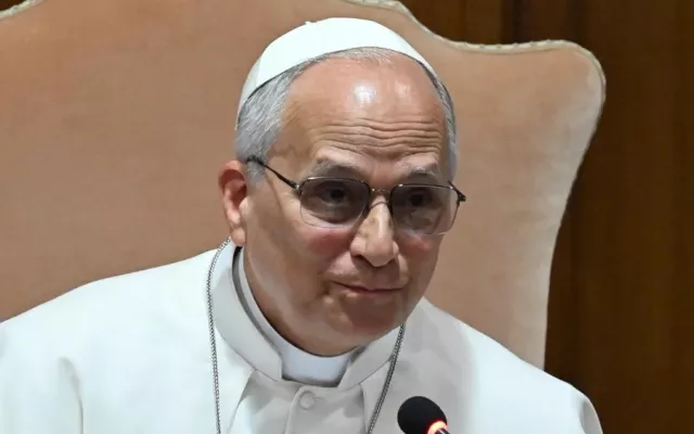 El papa León XIV durante el acto de presentación de su encíclica sobre la inteligencia artificial.
