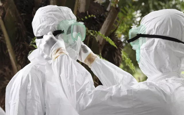 Representación gráfica de la presencia del virus del ébola en la superficie de la piel humana.