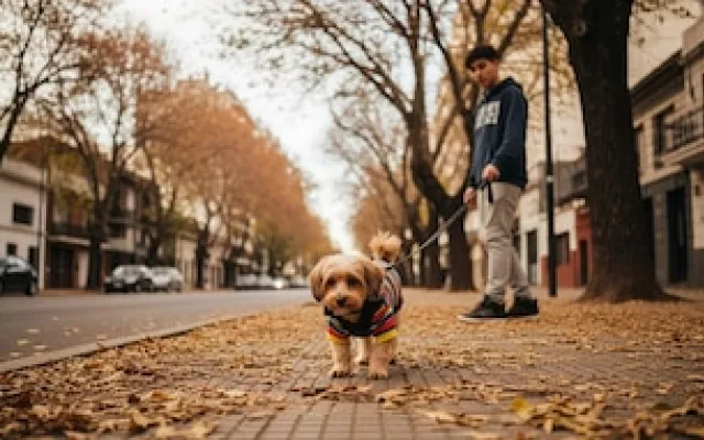 Un perro pequeño con un abrigo de invierno