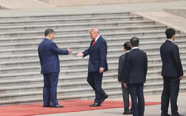 Los presidentes de China, Xi Jinping, y Estados Unidos, Donald Trump, durante su reunión en Pekín.