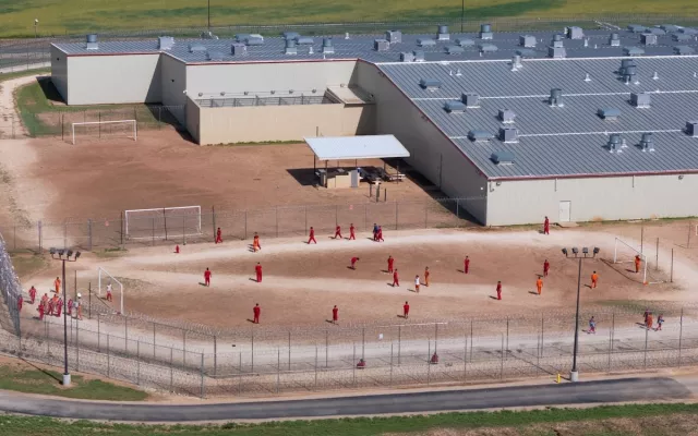 Vista aérea de un centro de detención en Anson, Texas
