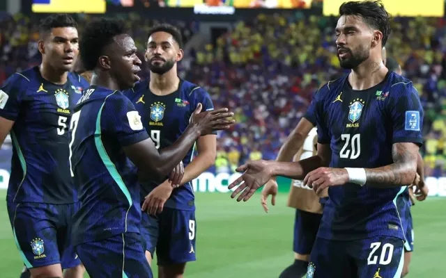 Jugadores de la selección brasileña durante un partido del Mundial 2026 en Filadelfia.