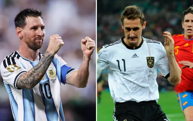 Lionel Messi celebrando un gol durante un partido de la Copa del Mundo 2026.
