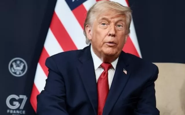 Donald Trump durante una intervención en la cumbre del G7 en Evian.