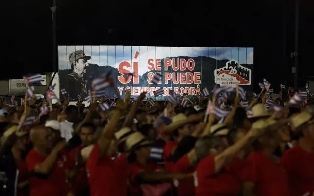 El presidente Miguel Díaz-Canel durante su discurso en el acto político del 73 aniversario del asalto al Cuartel Moncada en Pinar del Río.