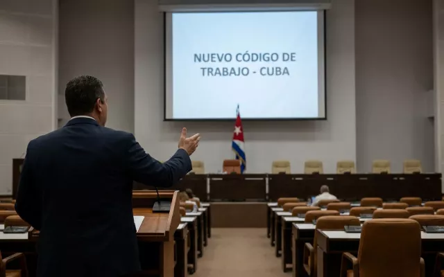 Jesús Otamendiz Campos durante la presentación del nuevo Código del Trabajo en la Asamblea Nacional.