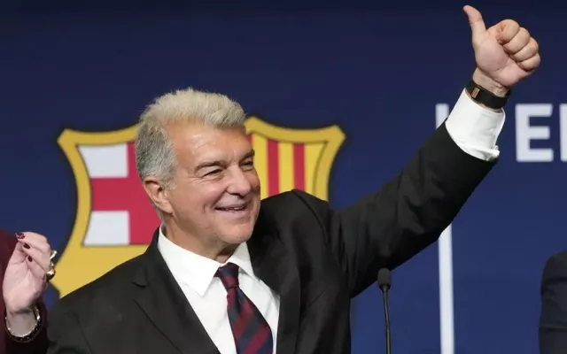 Joan Laporta, presidente del FC Barcelona, durante su llegada a Dallas para asistir a partidos del Mundial 2026.