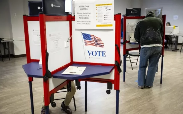Sede de administración electoral en Nueva Jersey.