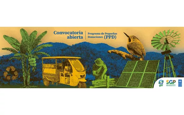 Logotipo y elementos gráficos relacionados con la convocatoria de proyectos ambientales del PNUD en Cuba.