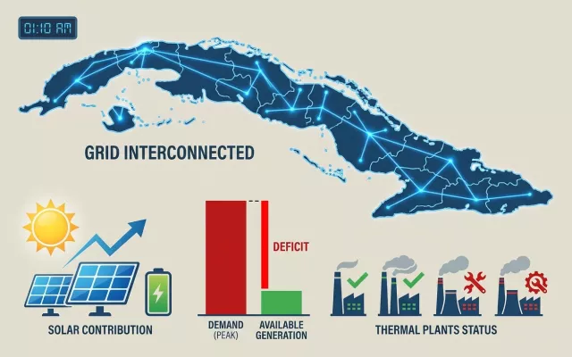 Infografía sobre el estado del sistema eléctrico nacional.