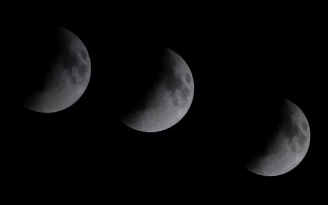 Fotografía de archivo que muestra las distintas fases de un eclipse lunar con efecto de exposición múltiple.