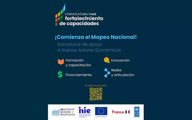 Logotipo y elementos gráficos relacionados con el proyecto de apoyo a los nuevos actores económicos en Cuba.