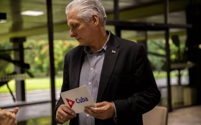 Fotografía del presidente cubano Miguel Díaz-Canel durante la entrevista concedida al diario Folha de S.Paulo.