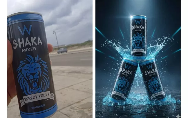 Lata de bebida energética sobre un fondo desenfocado que ilustra el consumo de energizantes en jóvenes.