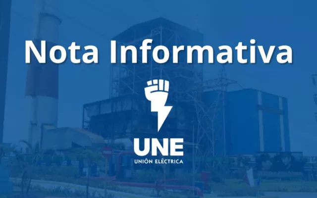 Logotipo de la Unión Eléctrica de Cuba y elementos gráficos de infraestructura energética.