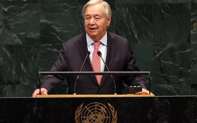 El secretario general de la ONU, António Guterres, durante su discurso en la Asamblea General.