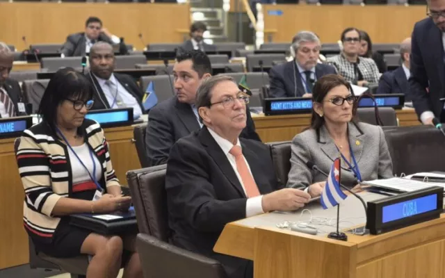 El canciller cubano Bruno Rodríguez durante una reunión ministerial de la Celac en Nueva York.