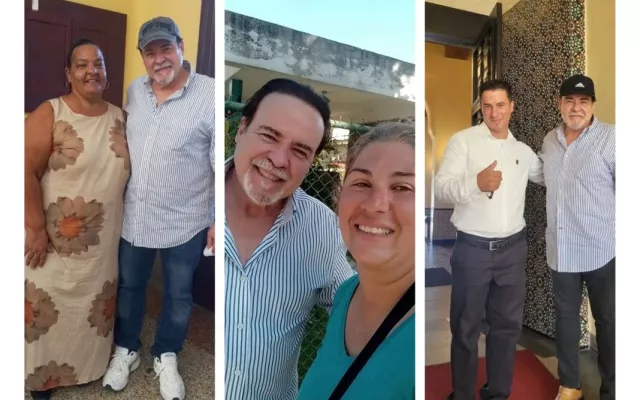 Collage fotográfico que muestra al actor César Évora en diferentes etapas y facetas de su carrera profesional.