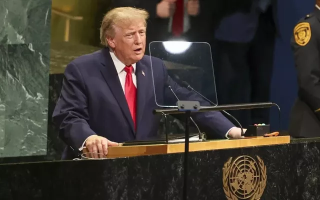 Donald Trump durante su discurso en la Asamblea General de las Naciones Unidas.