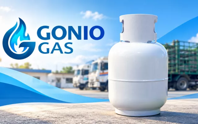 Cilindro de gas licuado de 10 kilogramos en una instalación.