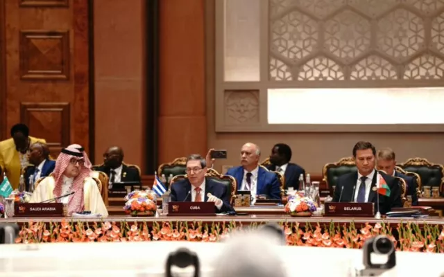 El canciller cubano Bruno Rodríguez Parrilla durante su participación en la cumbre de los BRICS.