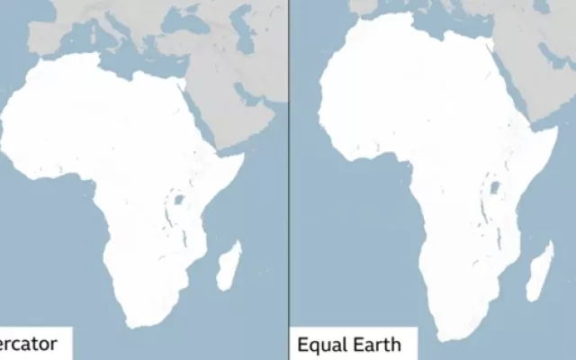 Comparativa visual entre el mapa de Mercator y la proyección del mapa Equal Earth.