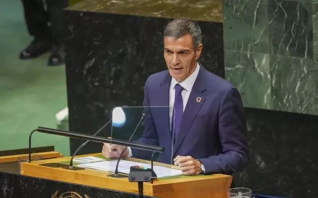 Pedro Sánchez durante su intervención en la Asamblea General de la ONU.
