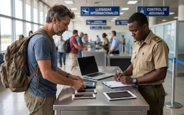 Imagen ilustrativa sobre controles aduaneros y dispositivos electrónicos en el contexto cubano.