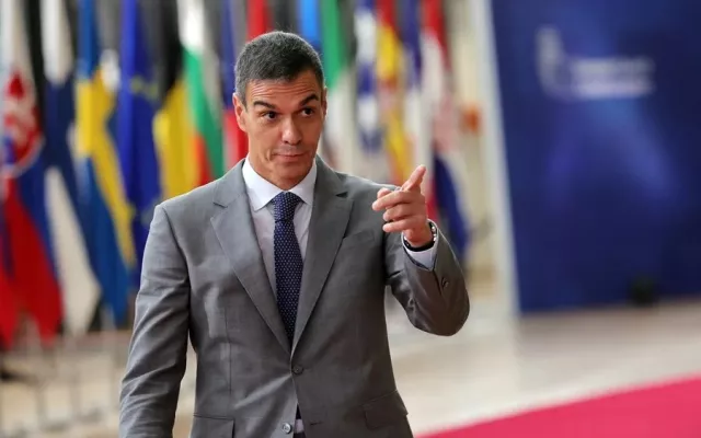 El presidente del Gobierno, Pedro Sánchez, durante una intervención en Bruselas.