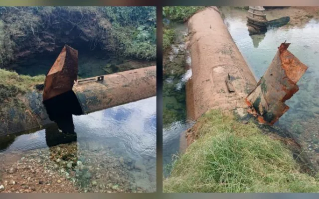 Tubería principal de gran diámetro fracturada y con daños estructurales visibles tras la avería en Cuenca Sur.