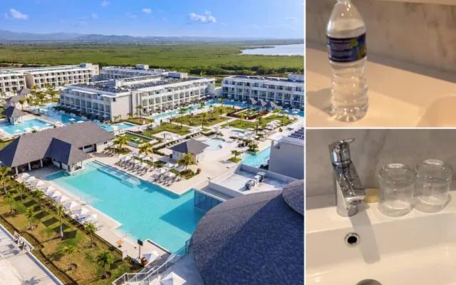 Habitación de hotel en Cuba donde se observa una denuncia por falta de agua y condiciones de higiene deficientes.