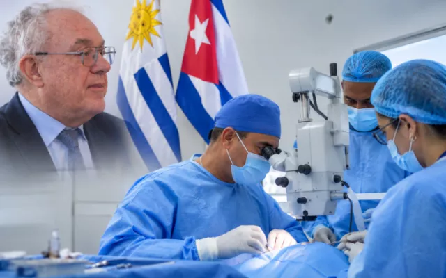 Personal oftalmológico cubano trabajando en las instalaciones del Hospital de Ojos José Martí en Uruguay.